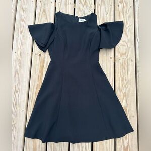 Eliza J Black Cold Shoulder Flutter Sleeve Dress Size 6 Classic LBD minimalist